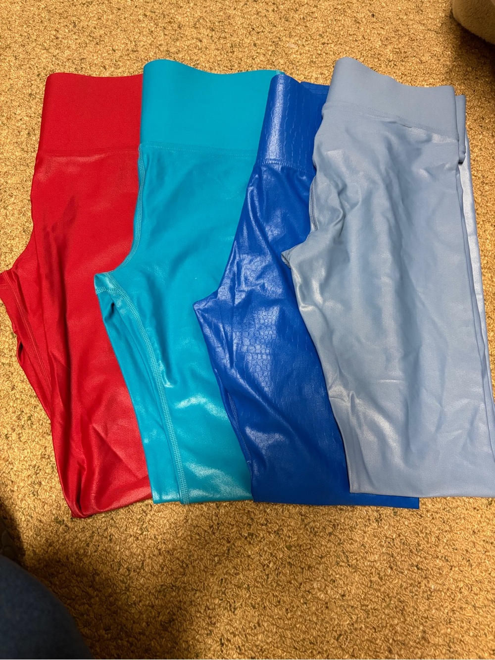 Carbon38 Colorblock Leggings in Red, Teal, Royal Blue, Light Blue leggings lot
